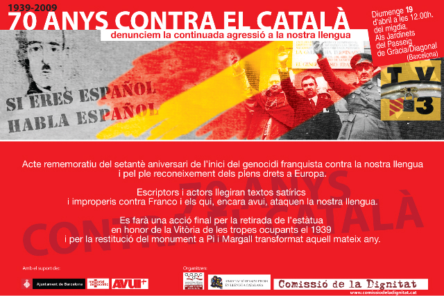Acte el 19 d'abril a les 12 del migia. 70 anys contra el català.
