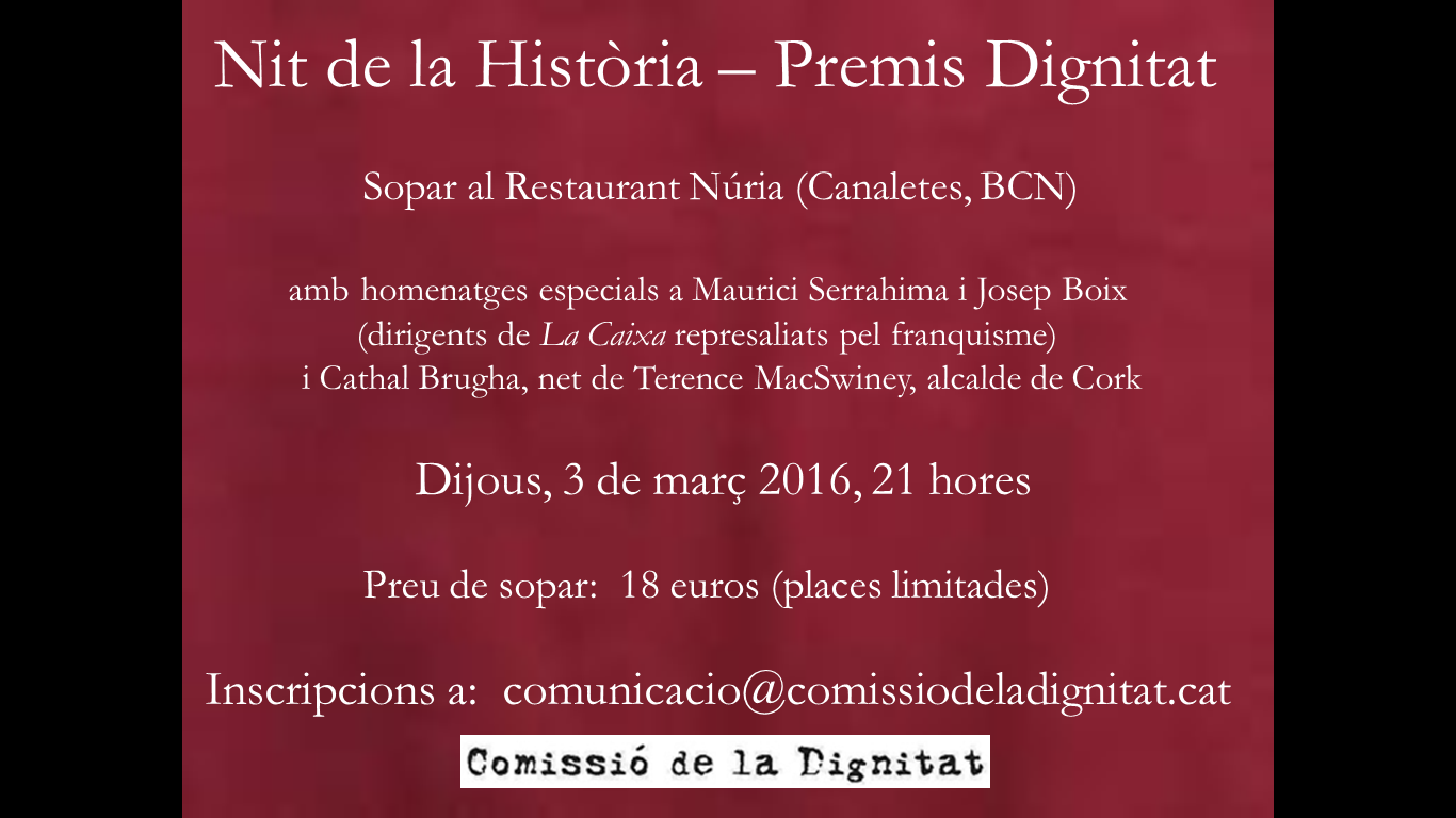 La Comissió de la Dignitat convoca la Nit de la Memòria (3 març) i exigeix que la Caixa restitueixi simbologia catalana suprimida