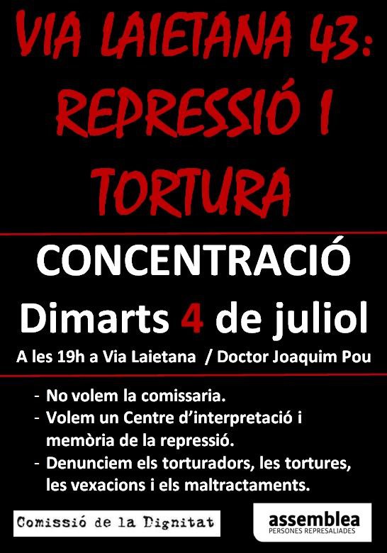 Propera concentració a Via Laietana 43